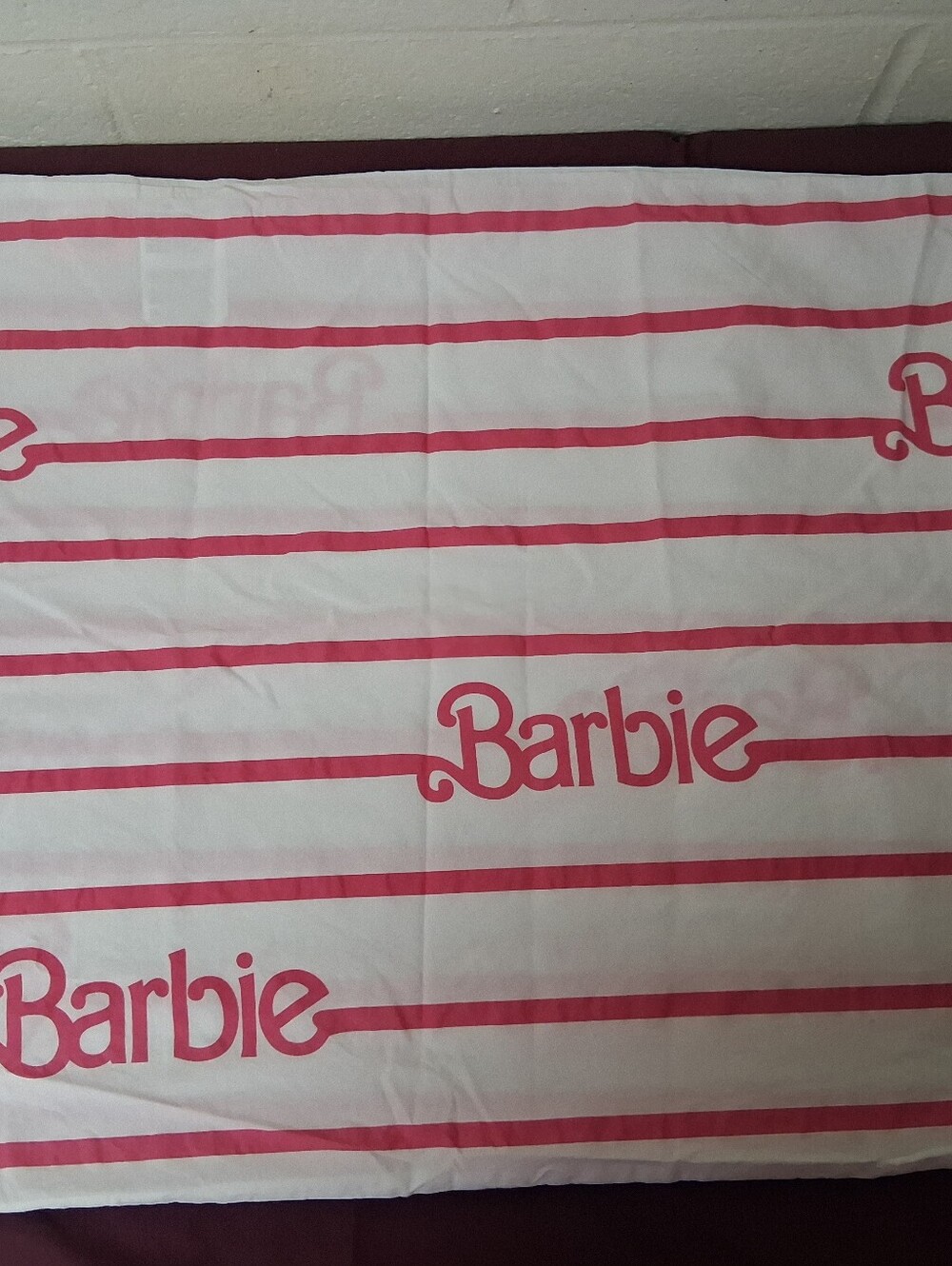 2pc Set Of Barbie Pink And White Striped Standard Size  Pillowcases.